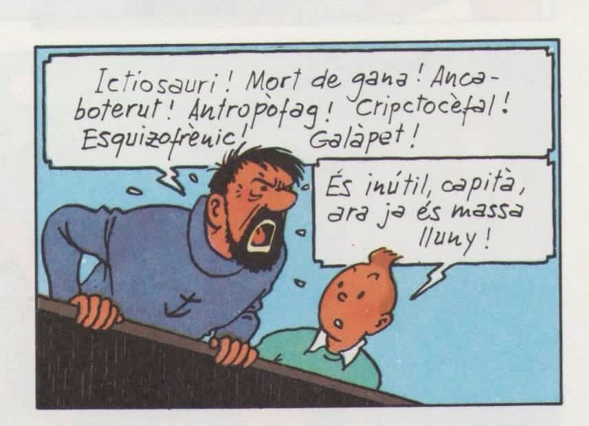 Aquesta setmana es commemora el 60è aniversari de la primera publicació de 'Les aventures de Tintin' en català. L'obra fou traduïda per Joaquim Ventalló i va suposar la revolució dels insults amb el capità Haddock. En la memòria, expressions tan mítiques com 'llamp de llamp de…