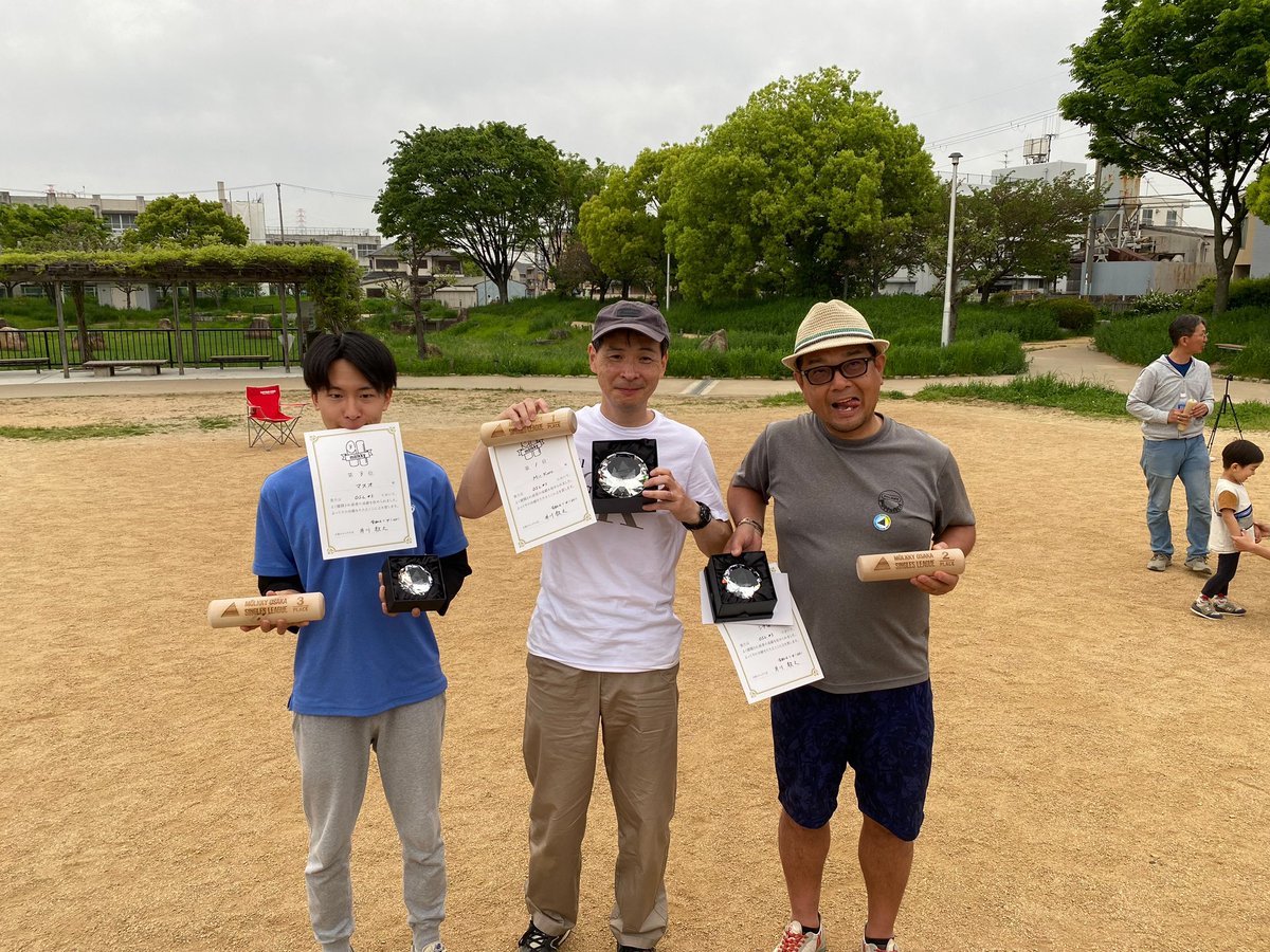 mickuro3's tweet image. つ、ついに、優勝🏆しました。
準決勝まで紆余曲折はありましたが、決勝戦は楽しくプレーできました😆

応援くださった皆さん、対戦した皆さん、運営に関与された皆さん、ありがとうございました🙇

#osl3
#大阪モルックの会
#モルック
#川西モルックの会メンバー