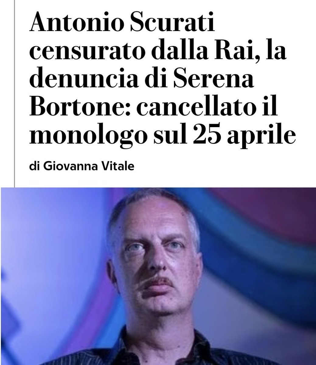 Quale governo potrebbe essere interessato a censurare un monologo sulla liberazione dal nazifascismo? Un governo fascista, naturalmente. #Scurati