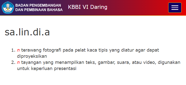 ivanlanin's tweet photo. "Lega, ih. Salindia presentasi besok akhirnya selesai."

salindia = slide (Inggris); etimologi belum diketahui

https://t.co/Yst8ngyRal

#kosakata #seharisekata #14 https://t.co/jaSYJKfTRN