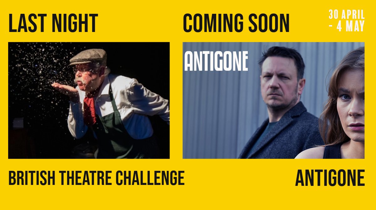 Jack Studio Theatre (@brocjacktheatre) on Twitter photo It’s the final sold out night of ★★★★ ‘The British Theatre Challenge’ from <a href="/SkyBlueTheatre/">Sky Blue Theatre Co</a>
Thank you to all the Company!
Coming soon is ‘Antigone’ from <a href="/LittleHomma/">Little Homma</a>
Runs 30 April – 4 May.
Info: bit.ly/3TnzylT It’s the final sold out night of ★★★★ ‘The British Theatre Challenge’ from <a href="/SkyBlueTheatre/">Sky Blue Theatre Co</a>
Thank you to all the Company!
Coming soon is ‘Antigone’ from <a href="/LittleHomma/">Little Homma</a>
Runs 30 April – 4 May.
Info: bit.ly/3TnzylT