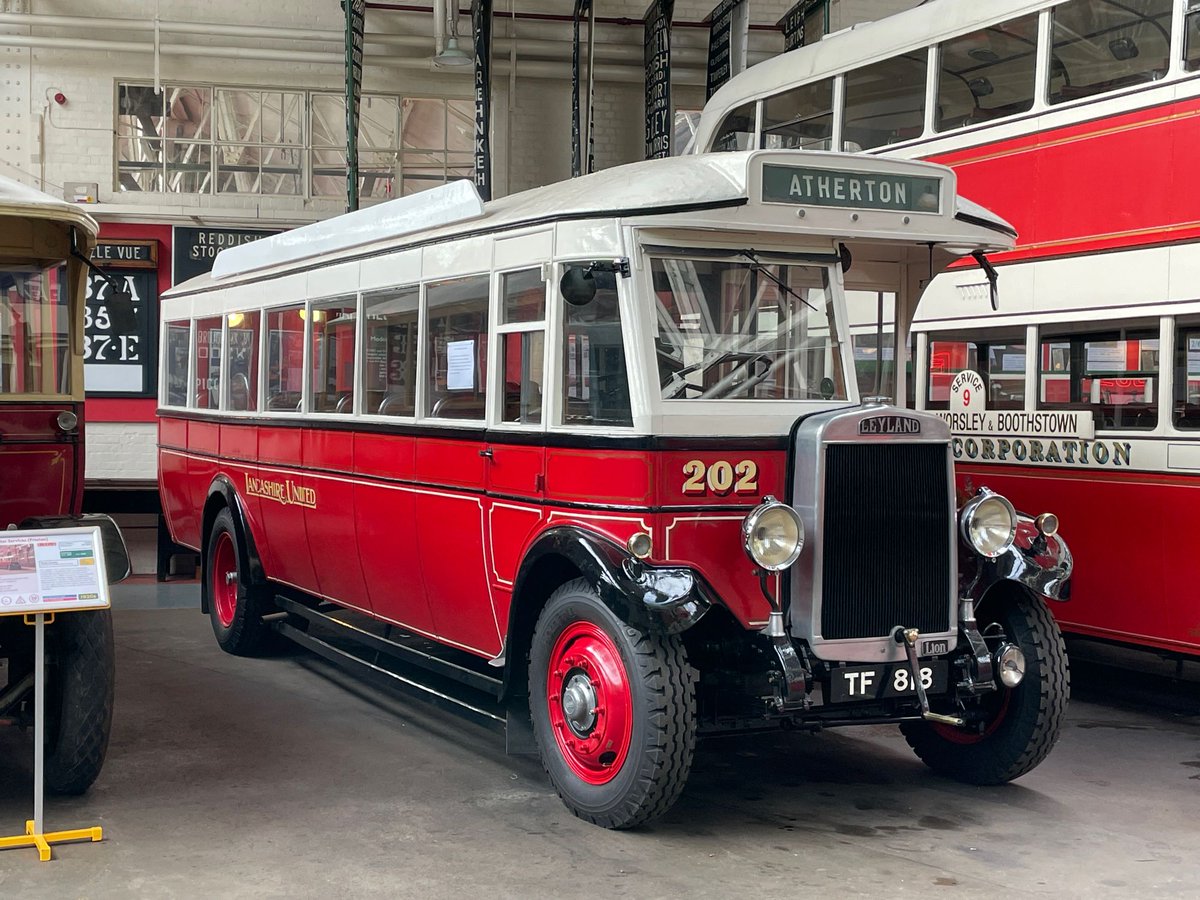 At the moment, Lancashire United 202 is in our upper display hall, part of the display of pre-war buses. But later today, thanks to our friends from the Lincolnshire Road Transport Museum, it’ll be outside giving a few demonstration runs (not carrying passengers)