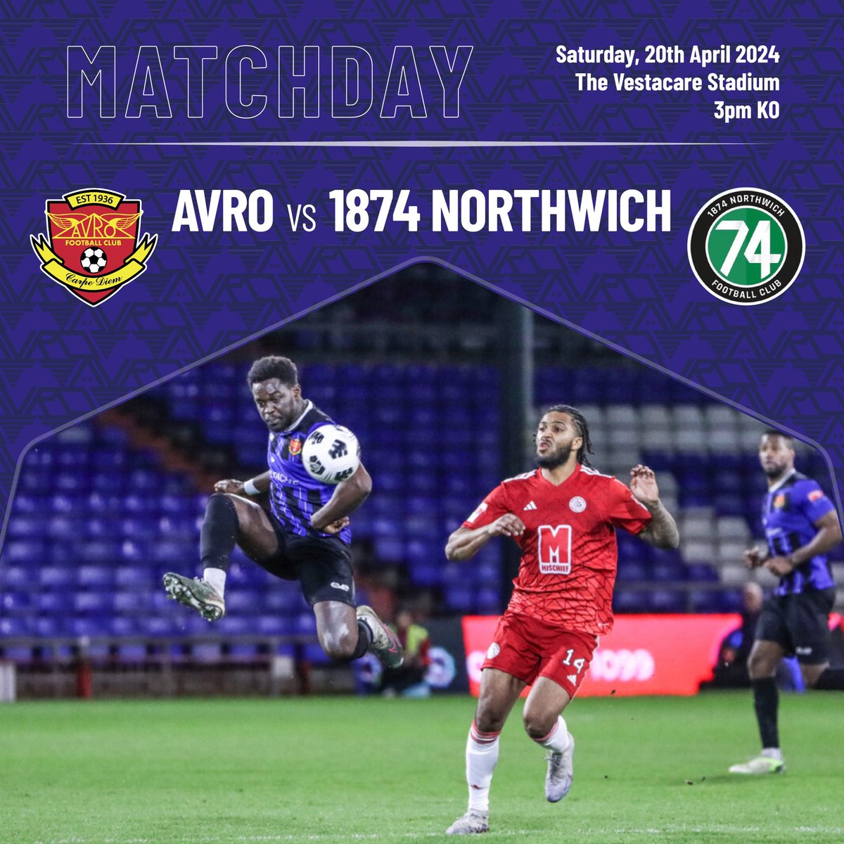 It’s matchday for the final time at home this season. Let’s give Frosty and Edgy the send off they deserve. A reminder, admission is £5 for all and £1 for all u16. Come on Avro 💙