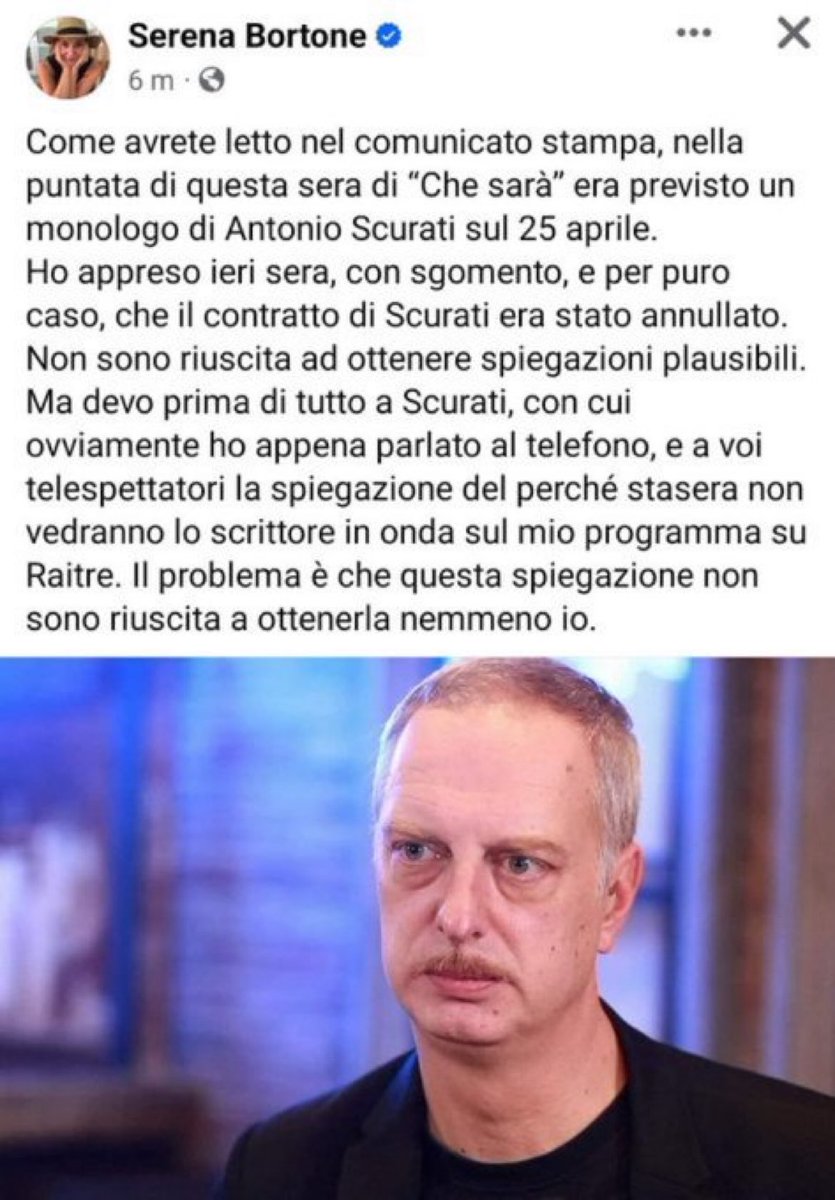 Censurare è segno di viltà e mediocrità…ovvero sue caratteristiche dell’ipocrita del consiglio #Meloni. Se li chiami #fascisti poi fanno gli offesi. #AntonioScurati #25aprile #RAI #TeleMeloni #MinCulPop #ISTITVTOLVCE