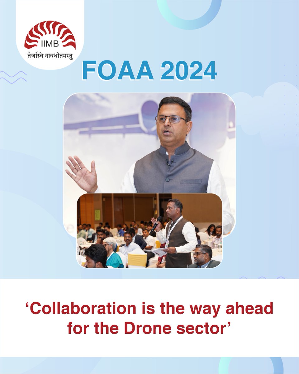 Amber Dubey, Senior Advisor, McKinsey & Company, said there should be collaboration between the private sector, the government, start-ups and young people with a passion for technology for the sector to grow and evolve. #Aviation #Aerospace #Networking #IIMB #FOAA2024 #eep