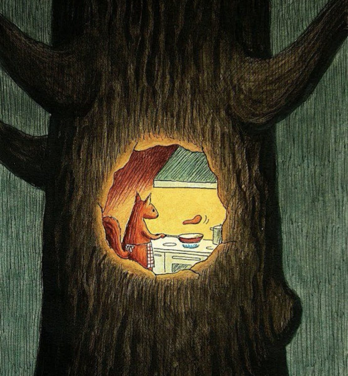 You are all invited for pancakes in my tree hollow Art by Franco Matticchio