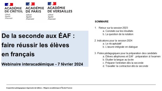 📌 [#Bac2024] De la seconde aux #EAF : faire réussir les élèves en français - lettres.ac-versailles.fr/spip.php?artic…

☑️ Des conseils et pistes pour mieux articuler la formation des élèves et l’examen des candidats : élèves #allophones, étude de la langue, entretien, #contraction.