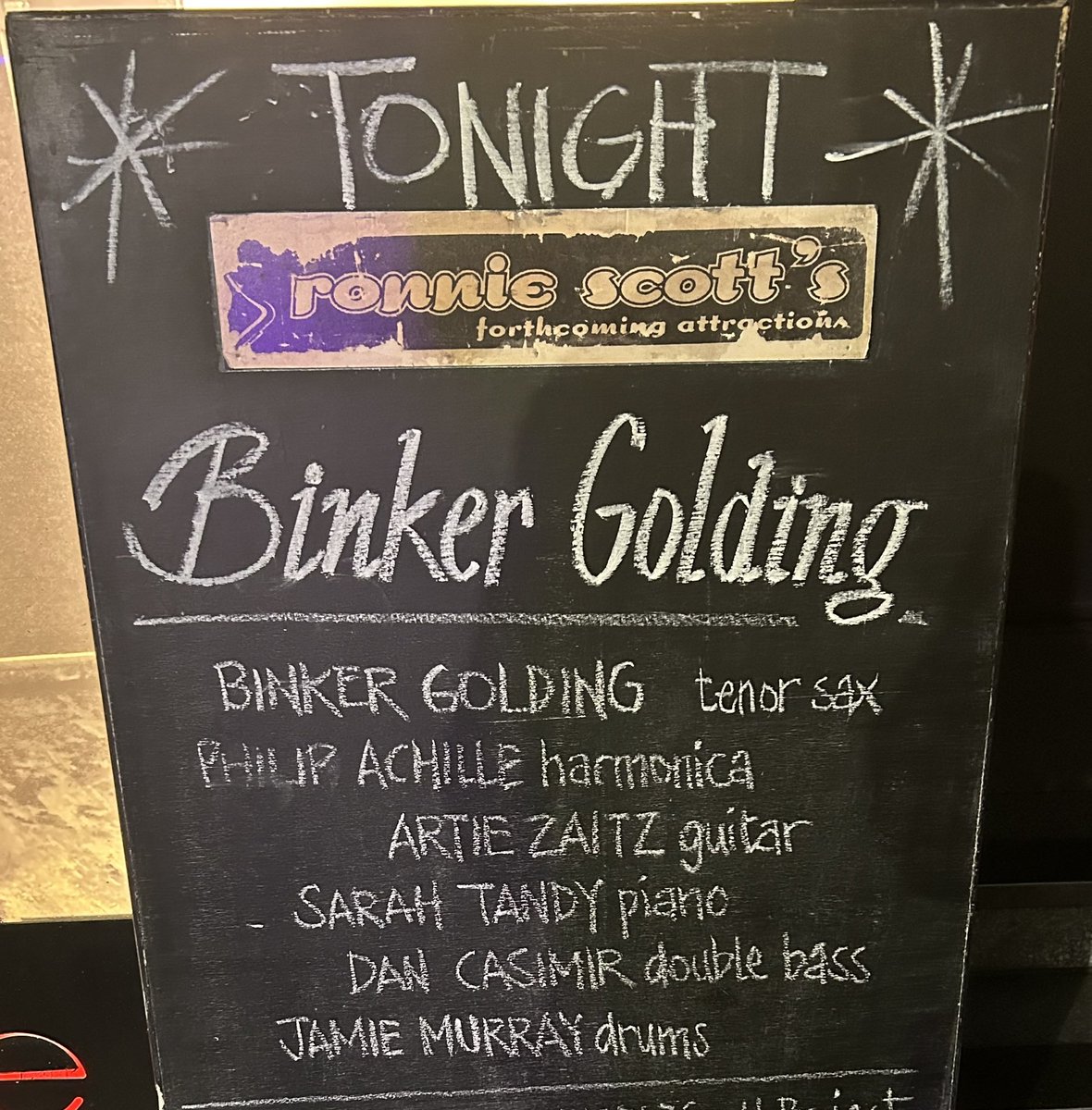 John Earls (@john_earls) on Twitter photo So, <a href="/BinkerGolding/">Binker Golding</a> told me last night to call all my friends and tell you I’d seen <a href="/SarahTandyPiano/">Sarah Tandy</a>, Philip Achille, Daniel Casimir, Artie Zaitz & Jamie Murray at <a href="/officialronnies/">Ronnie Scott's Jazz Club</a>. What a band! What a gig! (2nd set). Great new tunes and a version of ‘My Two Dads’ to die for. So, <a href="/BinkerGolding/">Binker Golding</a> told me last night to call all my friends and tell you I’d seen <a href="/SarahTandyPiano/">Sarah Tandy</a>, Philip Achille, Daniel Casimir, Artie Zaitz & Jamie Murray at <a href="/officialronnies/">Ronnie Scott's Jazz Club</a>. What a band! What a gig! (2nd set). Great new tunes and a version of ‘My Two Dads’ to die for.