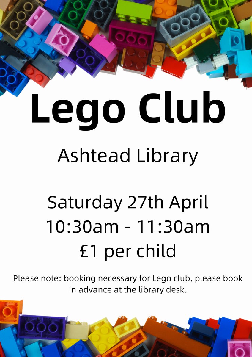 Lego club is still ongoing every month!

Next session is 27th of April, 10:30am-11:30am!

<a href="/SurreyLibraries/">Surrey Libraries UK</a>