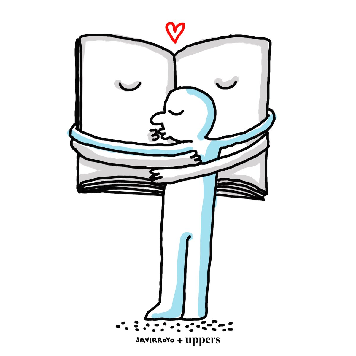 El libro te llama. El libro te abraza. El libro te besa. Y cuando te quieres dar cuenta ya formas parte de él. Y él de ti. . Mi colaboración por un mundo mejor para @upperslife . #beso #abrazo #libro #historias #Uppers #SoUpper #javirroyo #ilustracion #illustration