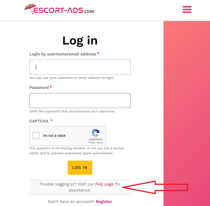 📢Login Assistance We're excited to announce the launch of our updated website! However, we understand that some of you may be experiencing difficulties logging in due to caching issues. If you're having trouble logging in, check our FAQ page for help: escort-ads.com/faq