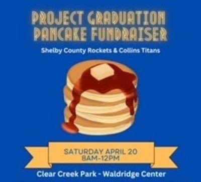 From 8-12 today at Clear Creek Park (Waldridge Center) Project Graduation will be hosting a Pancake Breakfast!  Come out and enjoy this beautiful morning, eat yummy Pancakes and Sausage while supporting a worthy cause!!