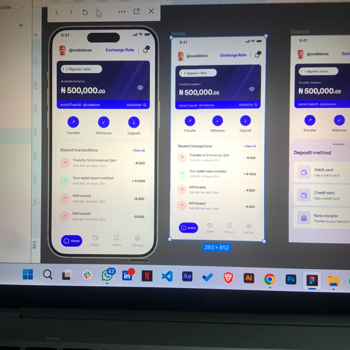 Screens from a fintech app project I'm working on...