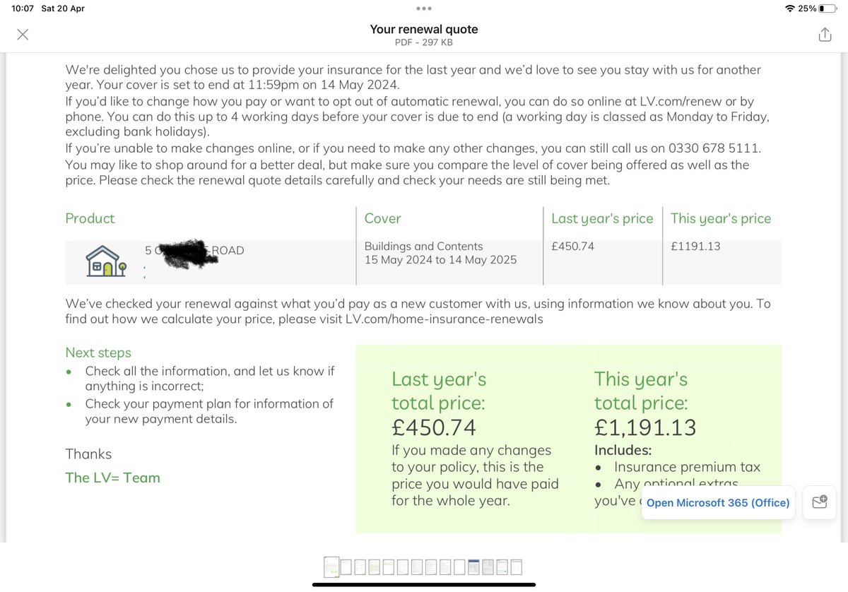 @lv can anyone that’s delighted by the letter received tell me why my house insurance has risen by this amount, looks like LV doesn’t want my business after being with them for years. #lvinsurance #insuranceripoff #whichawards2024