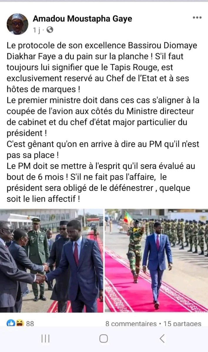 🚨De l'ancien premier ministre Souleymane Ndéné Ndiaye pour répondre aux méchants médiocres. Ndeyssane la méchanceté les rend plus médiocres. Texte. «Je voudrais corriger cette affirmation en rappelant que lorsque le PR arrive à l’aéroport, soit pour voyager , soit pour…