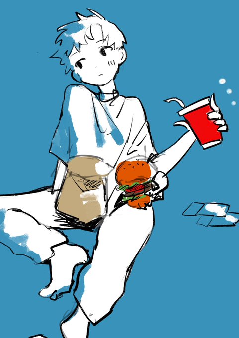 「ハンバーガー 白いシャツ」のTwitter画像/イラスト(新着)
