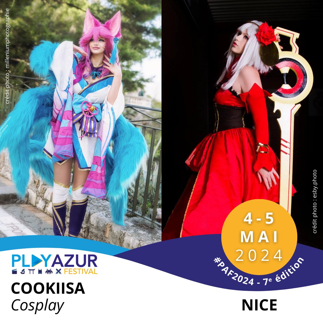 PlayAzur's tweet image. [🎩#Cosplay 👘] Cookiisa au #PAF2024

Jeune passionnée de Manga et de JV, pleine de créativité. 10 ans de cosplay et 4 ans de Twitch au compteur.

⇒ Sur le stand de notre partenaire cosplay @cosplaysmartfr

📷 Crédit photo :
esby.photo
@milleniumtweets