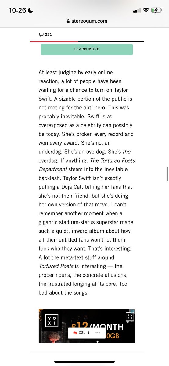 Every paragraph was a pullout moment but this was my favourite from @tombreihan’s excellent t Swift rundown stereogum.com/2260059/premat…