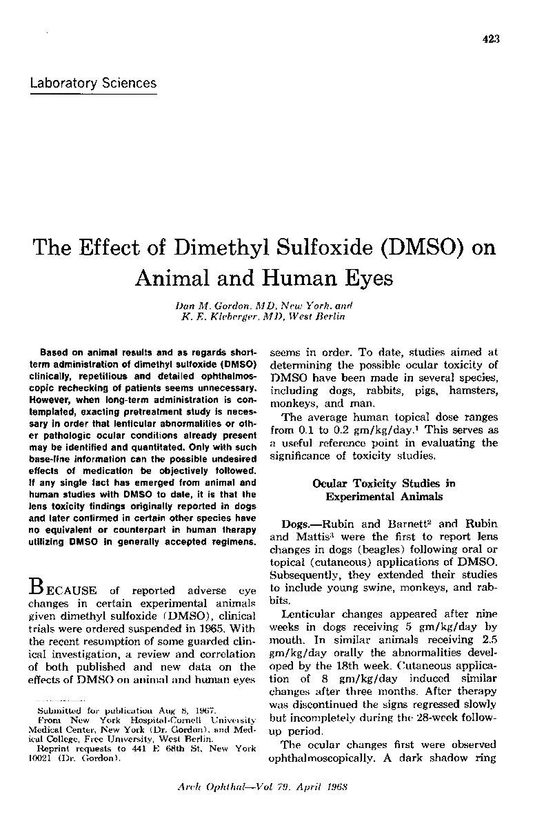 The effect of dimethyl sulfoxide (DMSO) on animal and human eyes eurekamag.com/research/044/6…