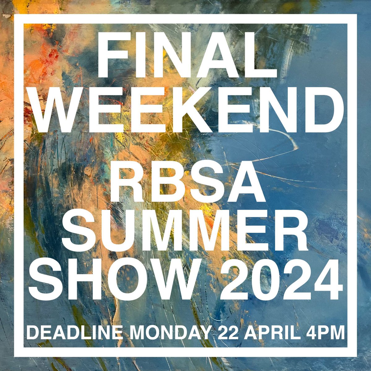 This is the final weekend for you to submit work for the RBSA Summer Show 2024, the deadline is Monday at 4pm. Artists working in any media can enter work and we welcome entries from artists based locally, nationally, and internationally. Visit bit.ly/4amCZzn to enter.