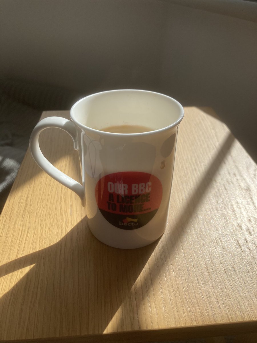 Before diving into a podcast edit… Morning coffee in my @bectu mug. Happy Saturday, folks.