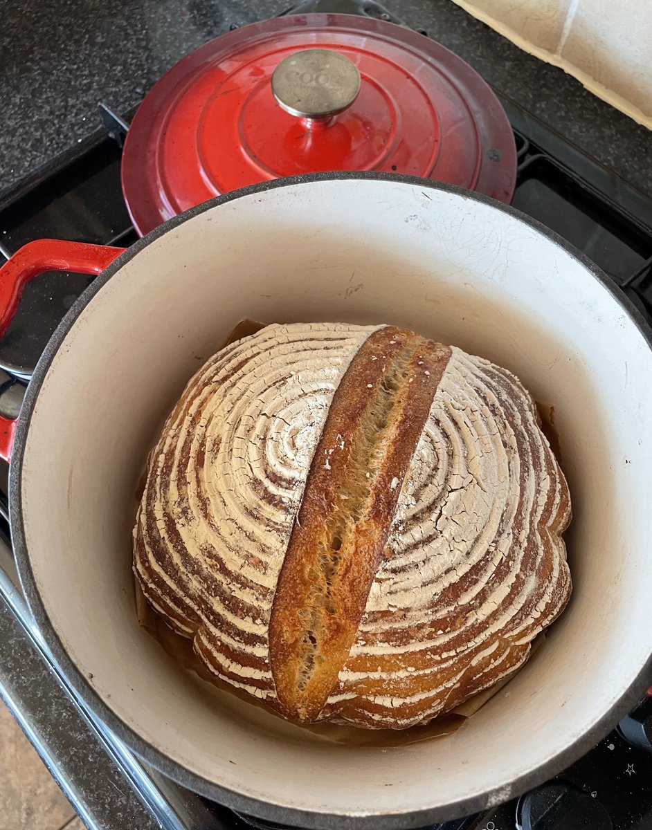 #sourdough made yesterday Proving overnight in fridge for 18 hours and baked this morning using my ⁦@nevenmaguire⁩ ⁦@dunnesstores⁩ cast iron pot #realbread