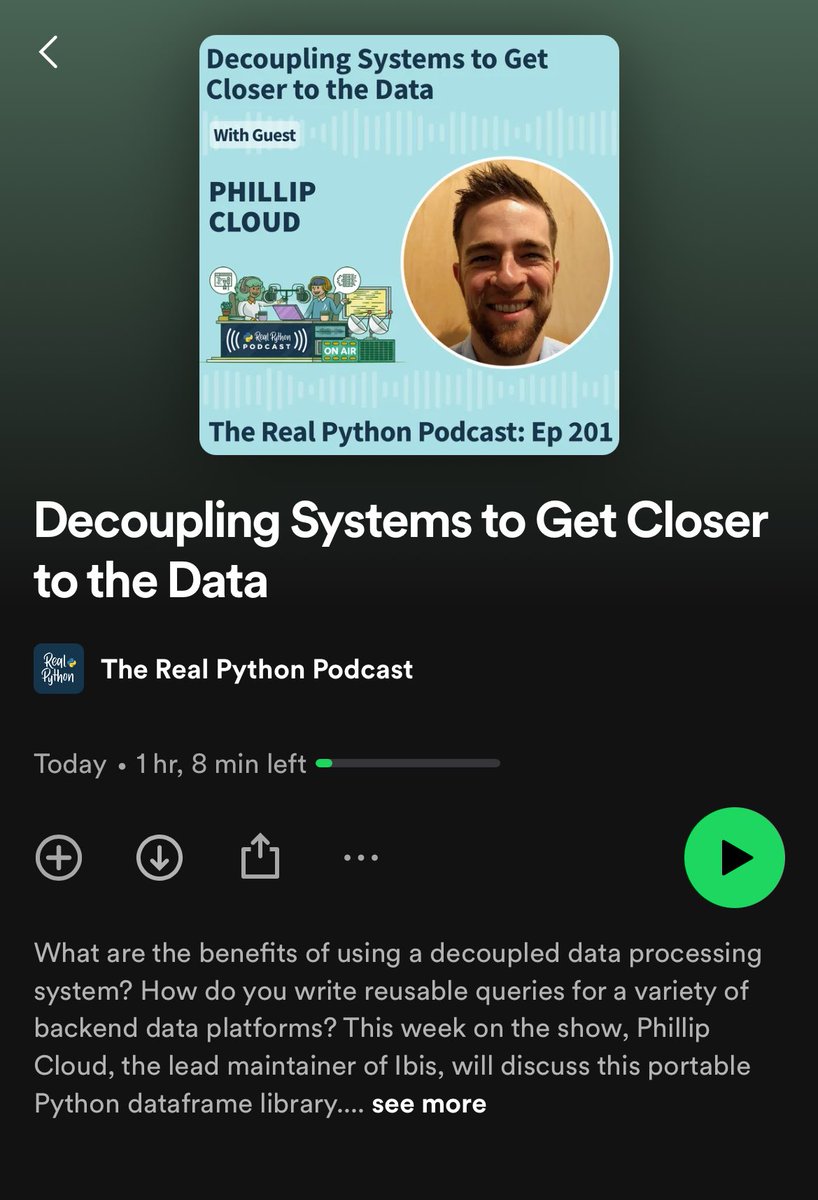 Logging into my Spotify and seeing @cpcloudy’s face was a nice surprise 😂 @realpython always coming through with the quality content 👌🏾