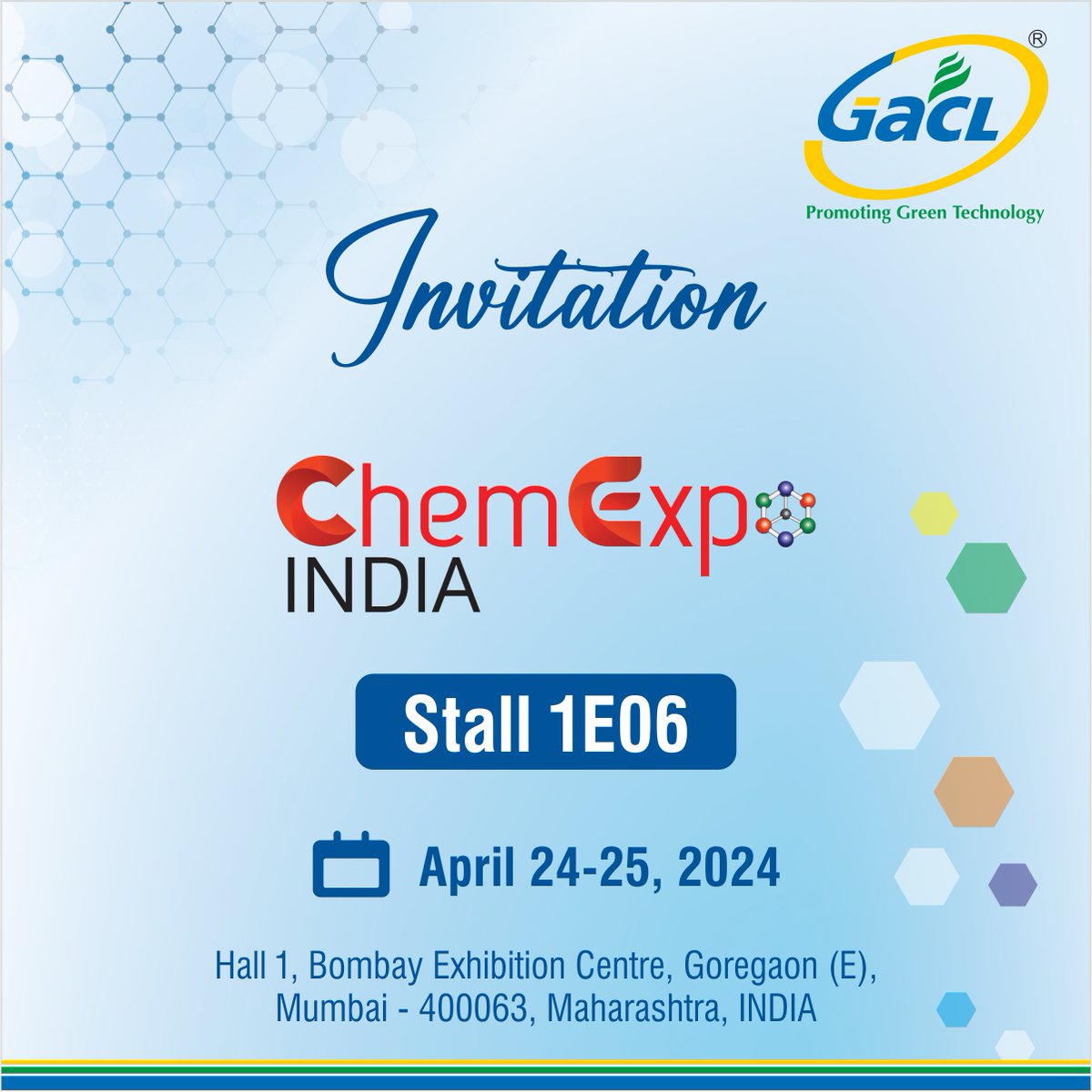 Join us at ChemExpo India 2024 Exhibition! GACL extends a warm invitation to all attendees. Visit our stall for exciting insights and opportunities.
#ChemExpoIndia #GACL #ChemicalIndustry #Exhibition #ChemicalEngineering #chemicals #chemicalindustries  #alkalies #causticsoda