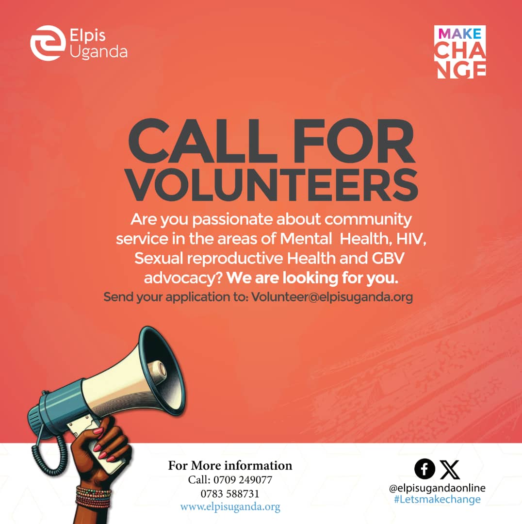 🌟 Join us in making a difference! 🌟

Elpis Uganda is seeking passionate volunteers to help advance our missions. Together, we can create a healthier, more supportive community. Interested? Contact us to get involved! #Volunteer #makechange #CommunitySupport 🤝💙