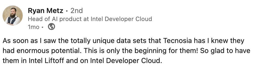 Anna CULTEXP (@acultexp) on Twitter photo Absolutely thrilling! Tecnosia's groundbreaking datasets are paving the way for exciting innovations. Being part of <a href="/intel/">Intel</a> Liftoff and the <a href="/Intel/">Intel</a> Developer Cloud is a testament to our potential. Looking forward to the journey ahead! Absolutely thrilling! Tecnosia's groundbreaking datasets are paving the way for exciting innovations. Being part of <a href="/intel/">Intel</a> Liftoff and the <a href="/Intel/">Intel</a> Developer Cloud is a testament to our potential. Looking forward to the journey ahead!