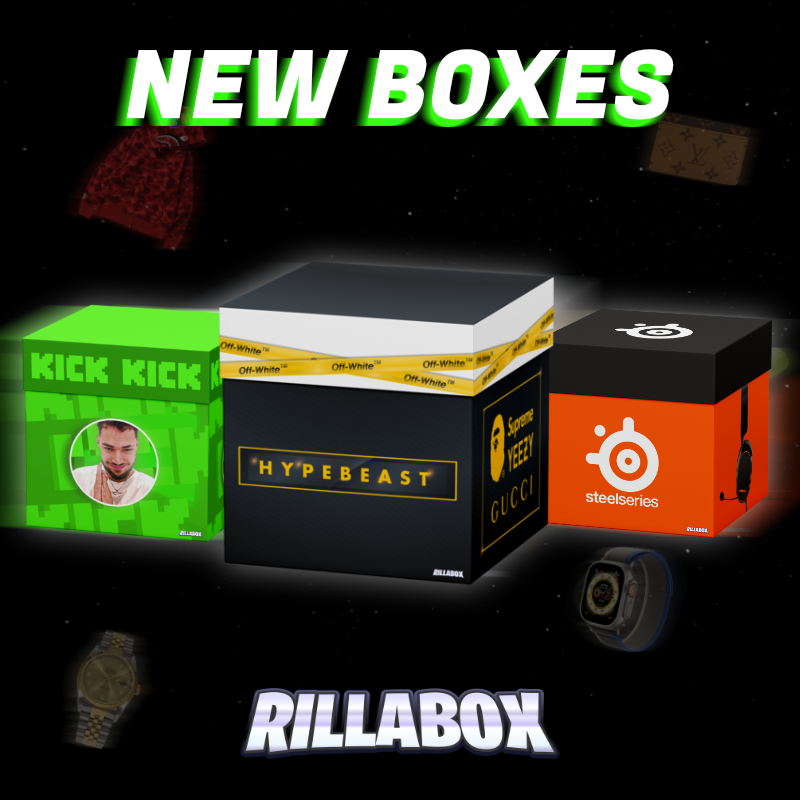 SATURDAY = NEW BOXES👑

RillaBox is welcoming 3 new boxes for you, including the:

- HYPEBEAST💸
- Adin Ross🎥
- Steelseries🎮

Reply which box is your favourite here, and we will top you up some $$$👇