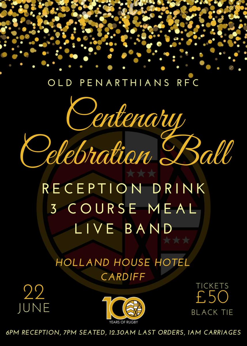 There is still time to book a ticket for our #OldPensCentenary Celebration Ball on the 22nd June........ but only just! Don't delay and secure yours today! Conract Laura Davies, Steve Clarke, or send us a message! @WRU_Community @DistrictBGMG @AllWalesSport