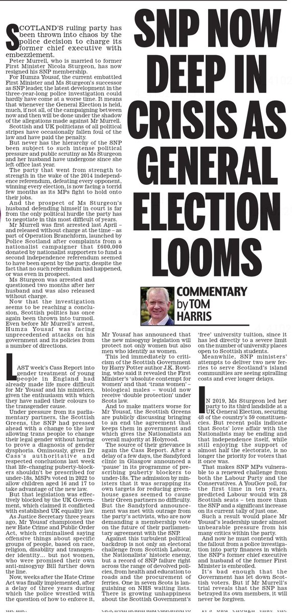 It's now one year since Humza took over and his political obituary will be headed: 'The man who singlehandedly destroyed the SNP'. 👍😀