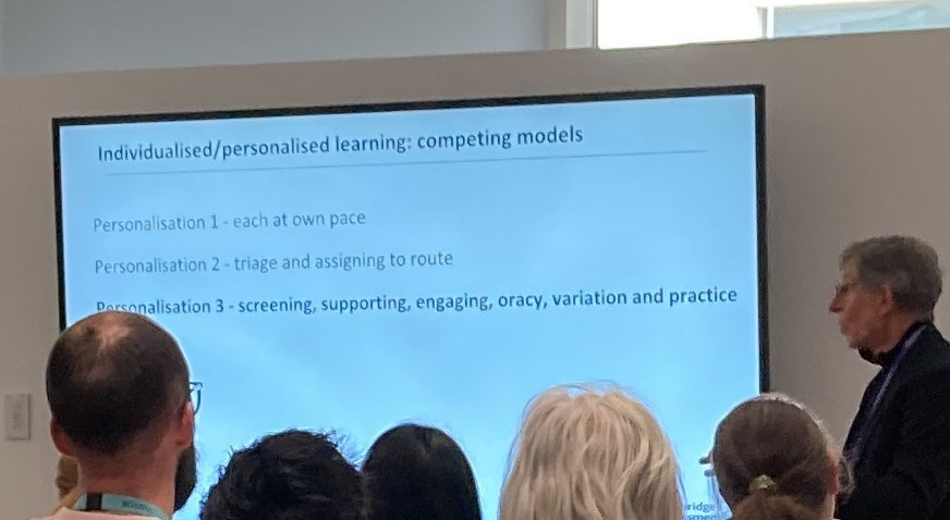 Tim Oats @CambPressAssess @researchED1 part 5 - a good model of personalisation - a combined approach with social learning and collective support, Engaging , variation , trust , inclusion, discussion