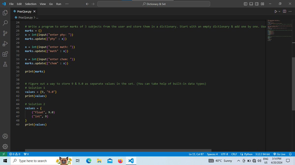 Joy__Khatri's tweet image. 💡 On Day 9, I embraced the power of Python sets! 🔍 Mastering union, intersection, and more - shaping data with precision and efficiency! 🔄
#PythonAdventure
#SetWisdom
#pythonprogramming 
#Python 
#coding 
#codinglife 
#CodingJourney