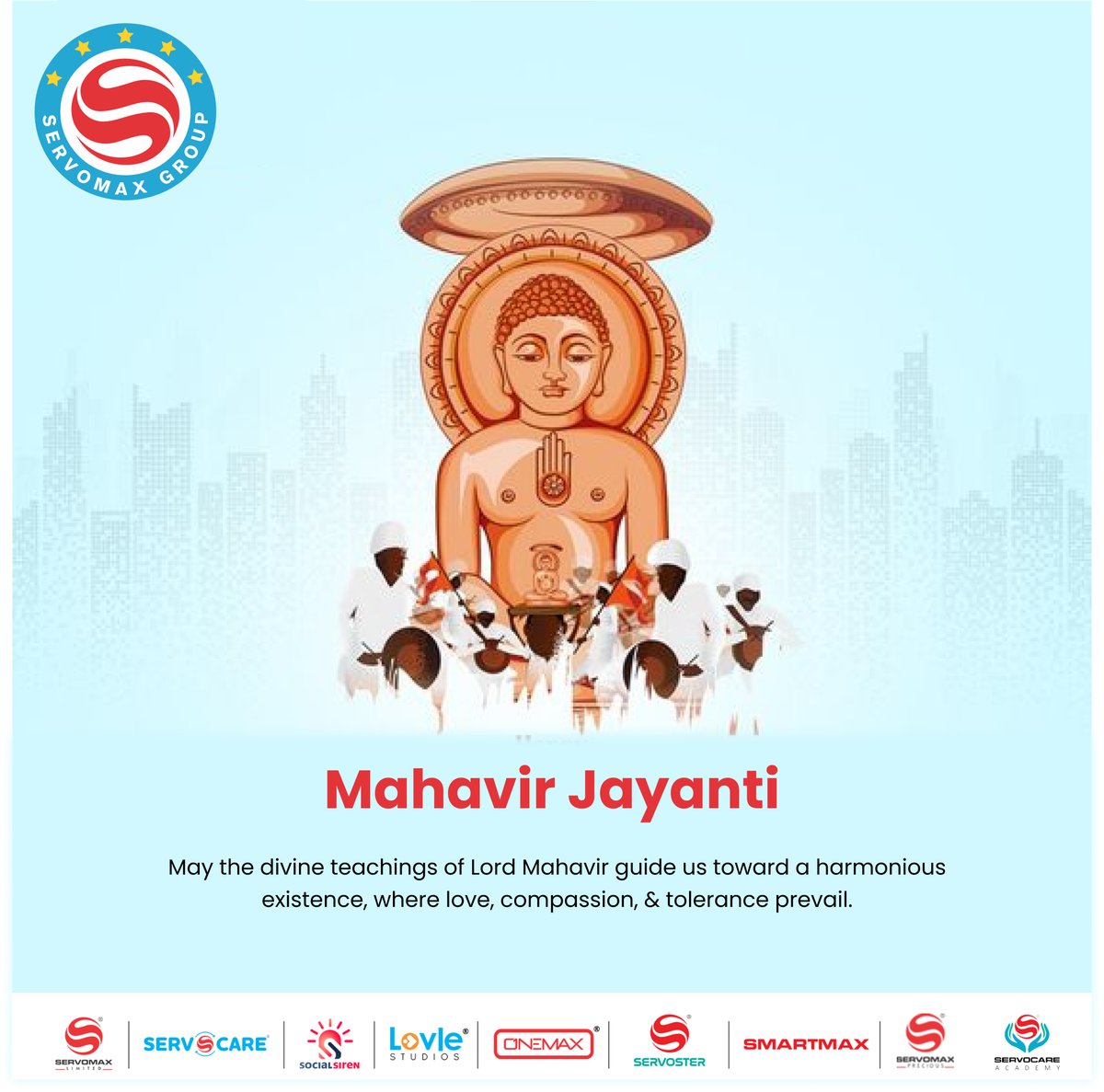 ServomaxLimited's tweet photo. May the divine teachings of Lord #Mahavir guide us toward a harmonious existence, where love, compassion, and tolerance prevail.

#MahavirJayanti #HappyMahavirJayanti #MahavirJanmaKalyanak #महावीर_जयंती #MahaveerJayanti #Mahavir_Jayanti #Jain #Jainism 

#SERVOMAX #SERVOMAXLimited https://t.co/rZWOhv8qds