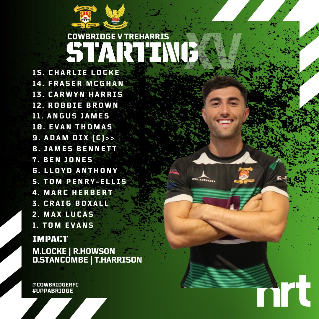 Game day!

Here is the 1st XV who welcome @TrePhoenixSnrs to the Fred Dunn today!

🎯 Brown comes back in at 12

🔄 Evans moves to the front row

⚡️ Unchanged back 3 of Locke, McGhan and James

🕛-14:30 KO
🏟️-Fred Dunn

Get down to support the lads!

#uppabridge