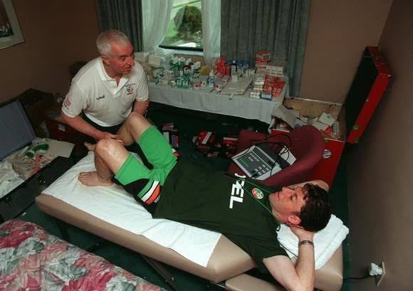 Hey Siri, show me an Irish squad physios room at an elite sporting event in the 90s….
