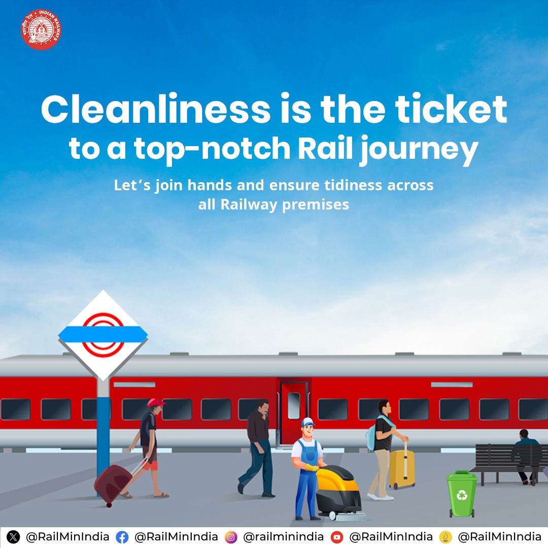 Your Railway premises require your responsible supervision; pay heed to cleanliness in and around the Railway premises for an elevated travel experience. #ResponsibleRailYatri