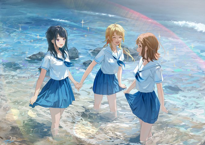 「beach multiple girls」 illustration images(Latest)