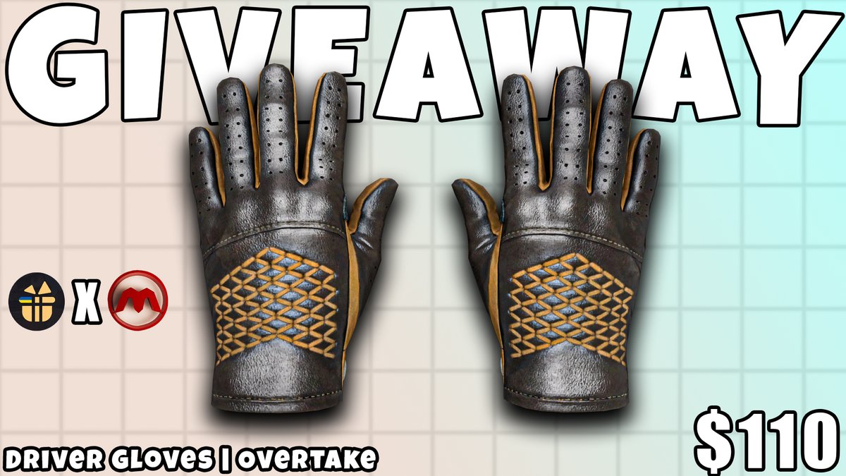 🎁Driver Gloves | Overtake ($110)

👉TO ENTER :

✅Follow me & @keydropcom
✅Retweet + Like
✅Tag 1 friend
✅Use code 'MARJINAL' key-drop.com/?code=MARJINAL (Show Proof)

⏰Giveaway ends in 5 days!  

#CSGOGiveaway #CS2 #CS2Giveaway