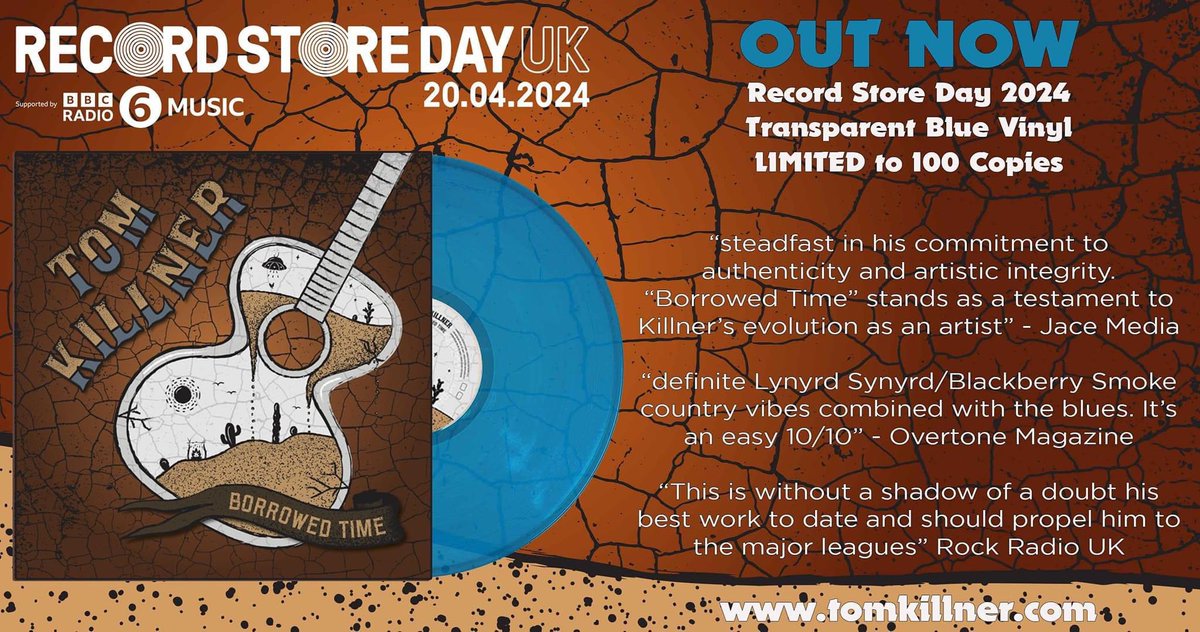 Buy Tom Killner highly acclaimed new album ‘Borrowed Time’ in a special limited edition vinyl run now. Be fast or be last… tomkillner.com/product-page/b… #recordstoreday #recordstoreday2024 #recordstore