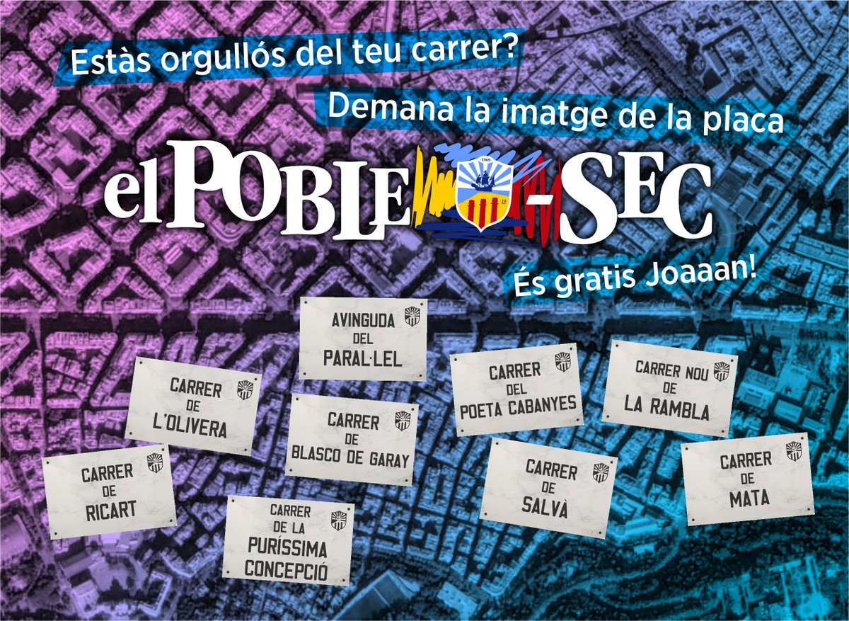 De moment aquests són els carrers més orgullosos del Poble-sec... Molt repartidet. Estàs orgullós del teu carrer? Demana la imatge i te l'enviem. 😍🅾️🅿️💙 #Poblesec #OrgullPoblesequi