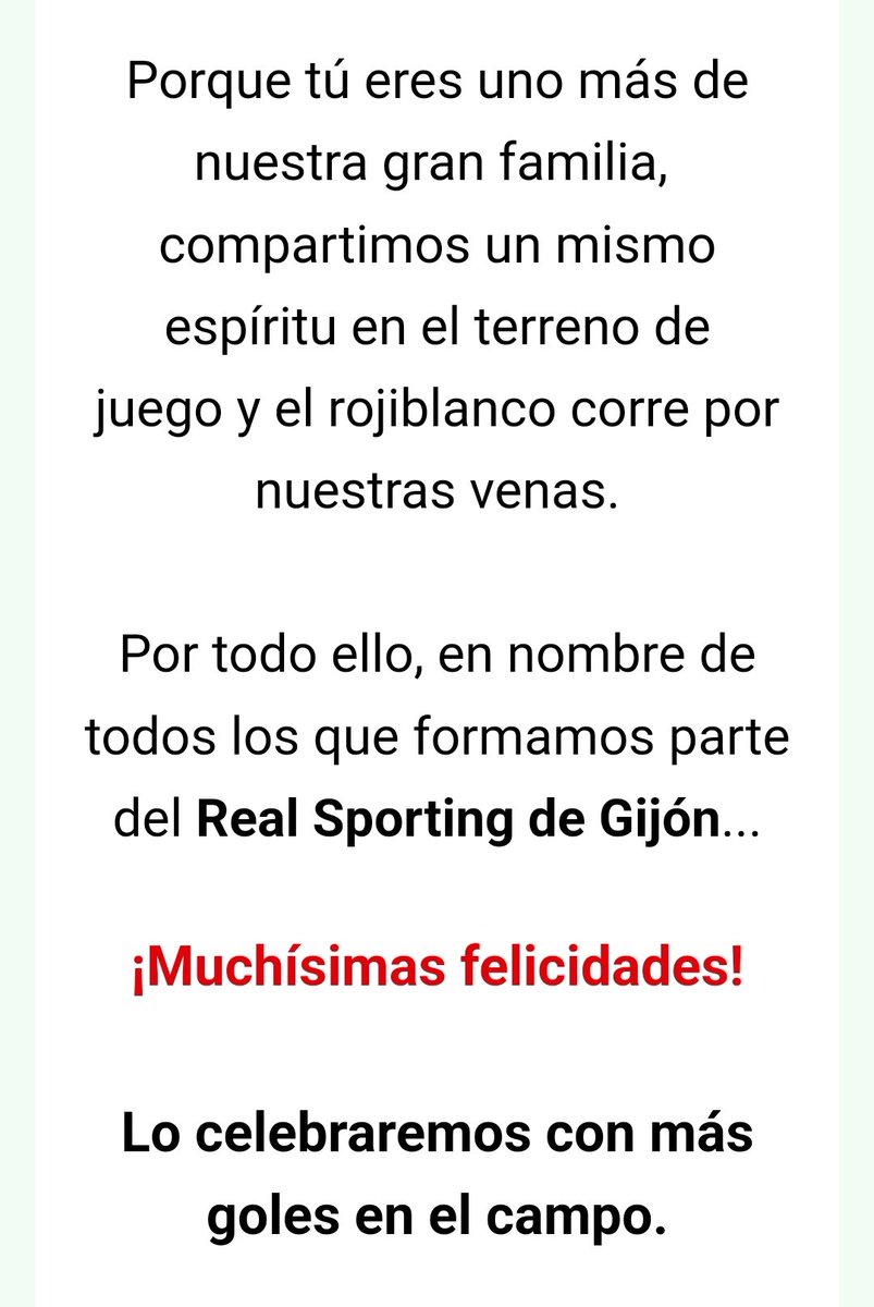 Muchísimas gracias familia @RealSporting ! 
Así que esta tarde tenéis una misión para hacerme feliz el día de mi cumple : Ganar ! 
@gasparcampos , crack , regalame goles que confío mucho en ti !

 Vamoooss ! 🙌🏻🙌🏻

#ElcheRealSporting