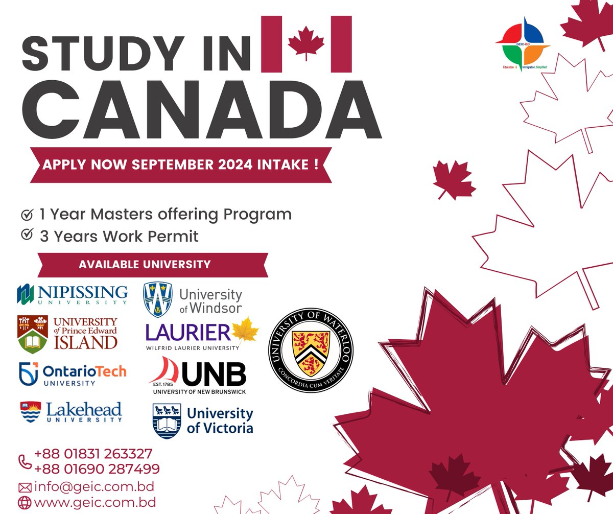 ' Study in Canada '
With top ranked university in Canada for master’s program.
#study #studyabroad #studyabroadlife #studymotivation #studyincanada #studyinCANADA2024 #studyincanada📷 #studyincanadanow