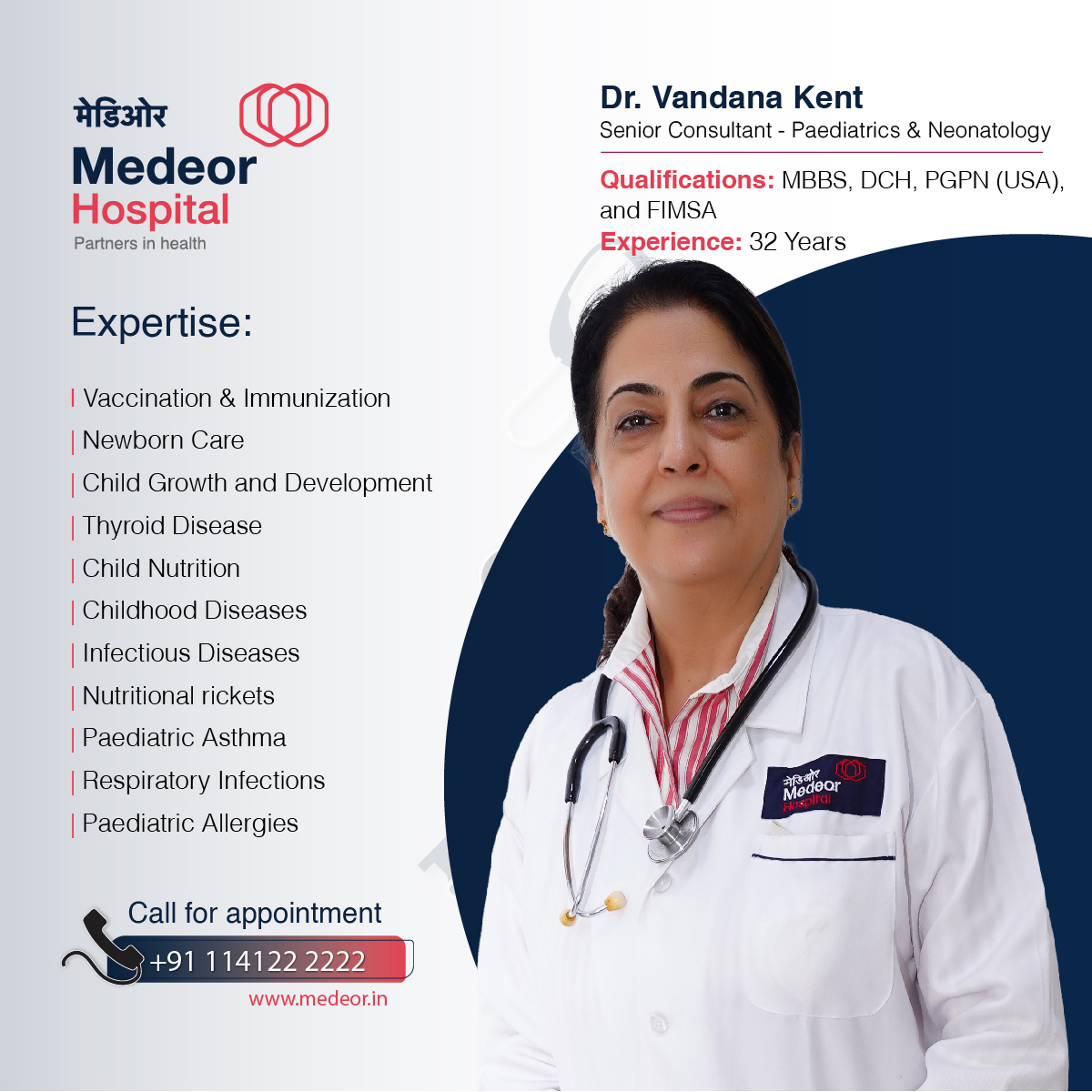 MedeorIndia's tweet photo. Dr. Vandana Kent | Best Pediatricians In Delhi 

#paediatrics #newborn #childspecialist #pediatricians #childhealth #Rehabilitation #DrVandanaKent #MedeorIndia https://t.co/LNLTx2kxbp