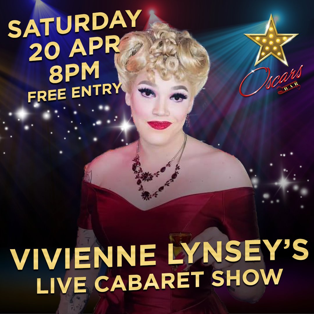 Tonight's the night for outstanding cabaret in Oscars as our regular queen of musical theatre, @vivienne_lynsey, takes to the stage for a night of live entertainment. Free entry, and the show starts from 8pm - it tends to be a busy one, so if you want a seat, get in early!