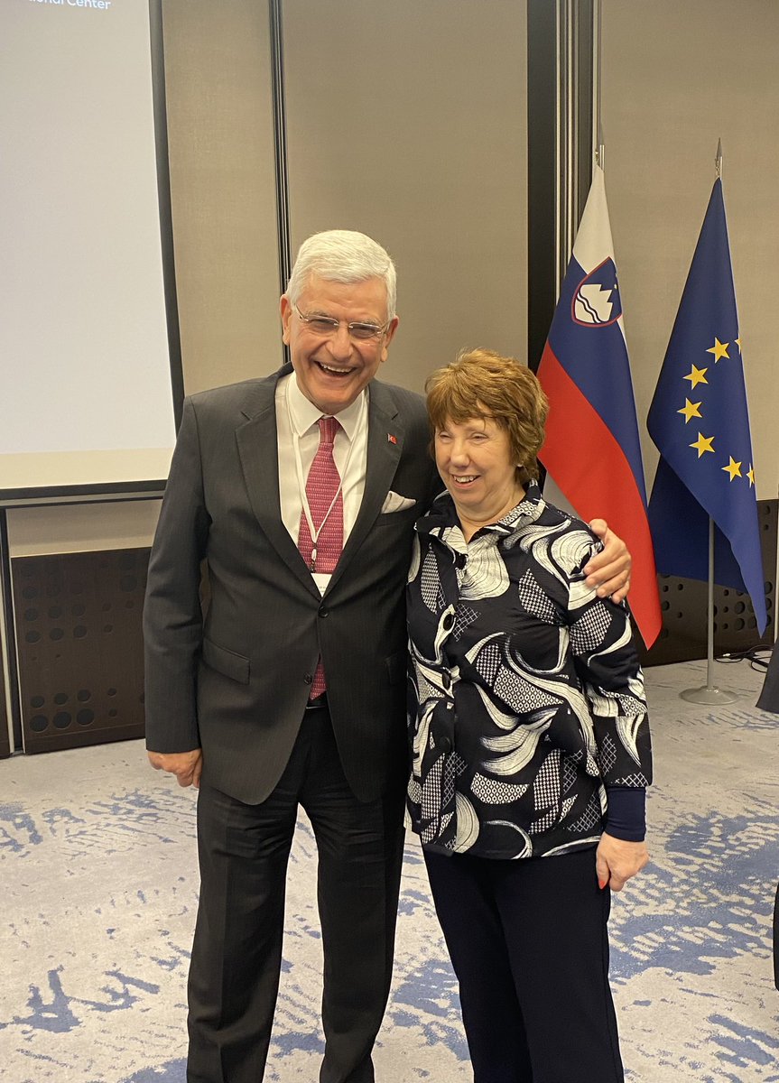 It was a pleasure to meet again with old friend Baroness Catherine Ashton, Former High Representative of the EU for Foreign Affairs & Security Policy in Ljubljana. 🇹🇷🤝🇬🇧 @NizamiGanjaviIC @FoWB