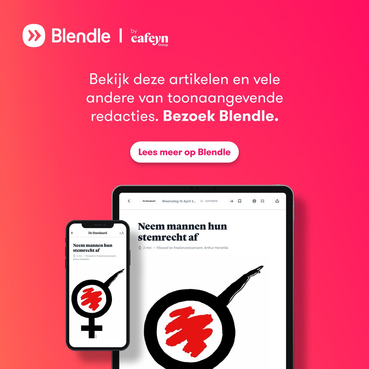 'Vrouwen zijn gemiddeld gezien intelligenter en beschikken over meer empathie.' Zou de wereld er niet beter aan toe zijn mochten alleen zij nog gaan stemmen, vraagt Arthur Hendrikx, een man, zich ernstig af in <a href="/destandaard/">De Standaard</a>

🗞 Lezen? Kan! bit.ly/448F53i