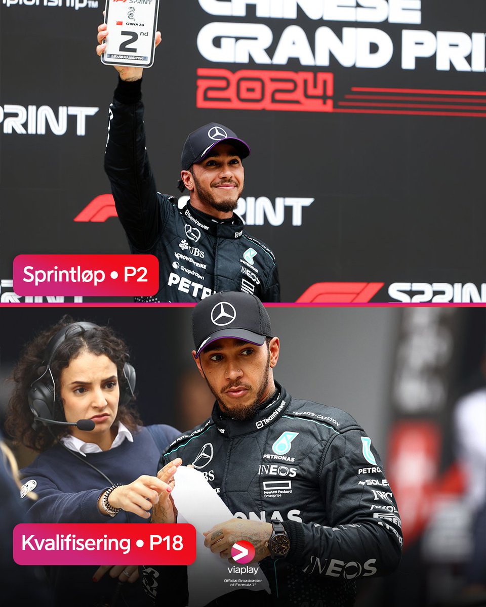 Lewis Hamilton fikk seg en sikkelig opptur i lørdagens sprintløp! 🏆 I kvalifiseringen senere på dagen røk han ut i Q1... Hva tror du Hamilton kan få til i Kina Grand Prix fra P18? 👇🏼